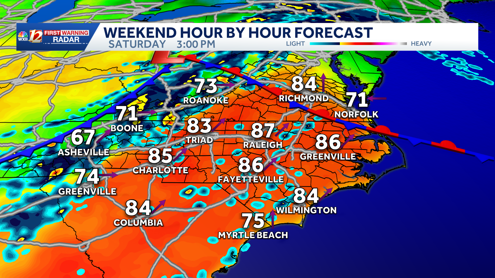 Rain showers on Saturday in North Carolina may bring light rainfall ...