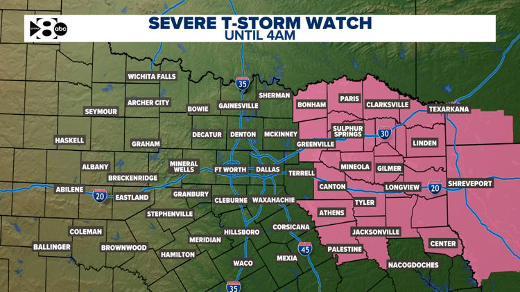 DFW weather: Severe thunderstorm watch in place for parts of North ...