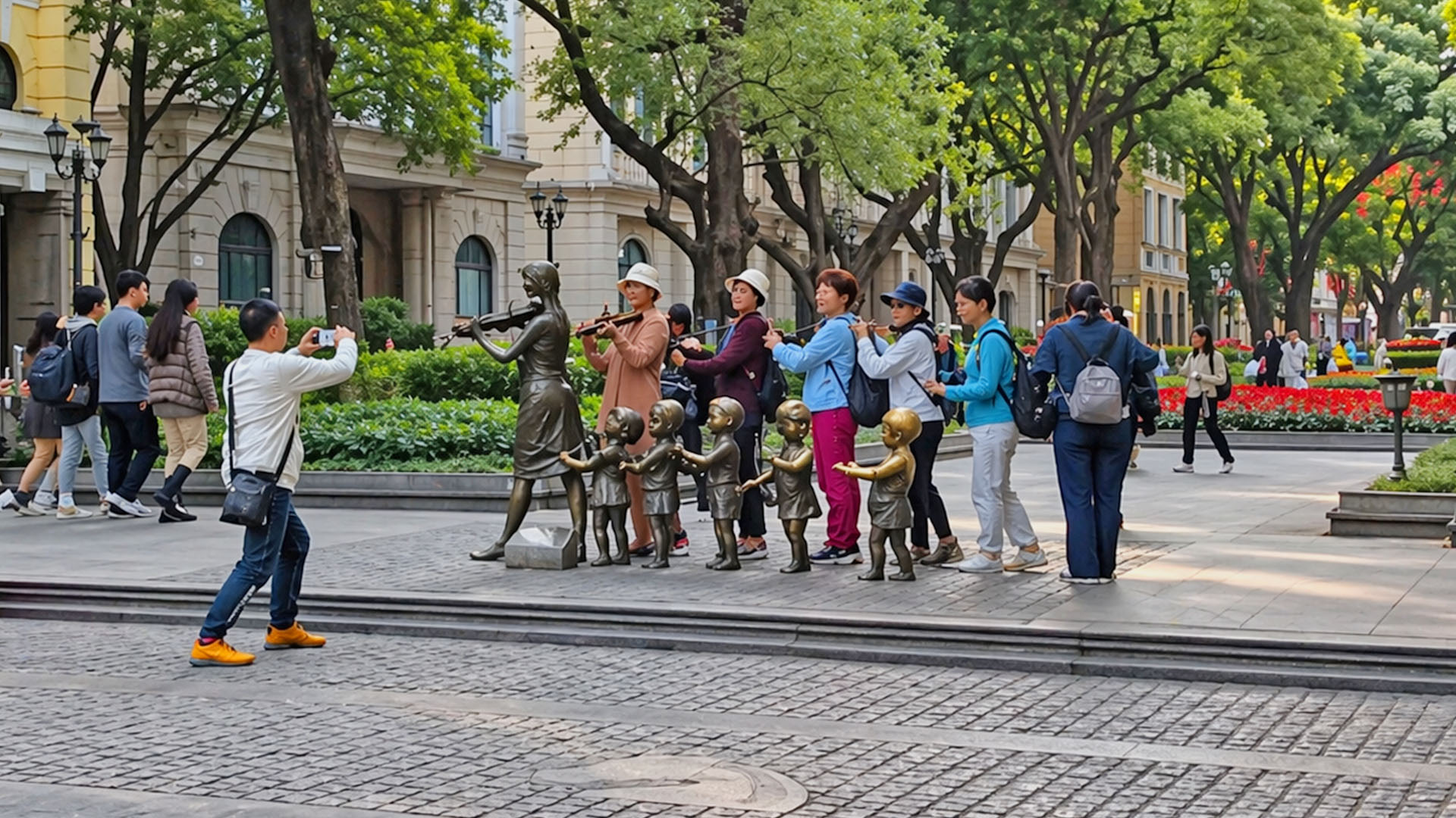 This public space in China feels lively through simple interactions