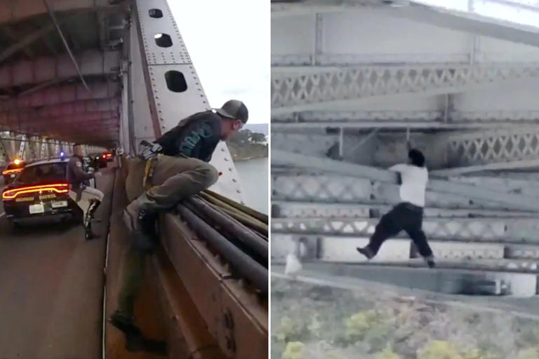 Dramatic footage captures car thief in death-defying escape attempt on ...