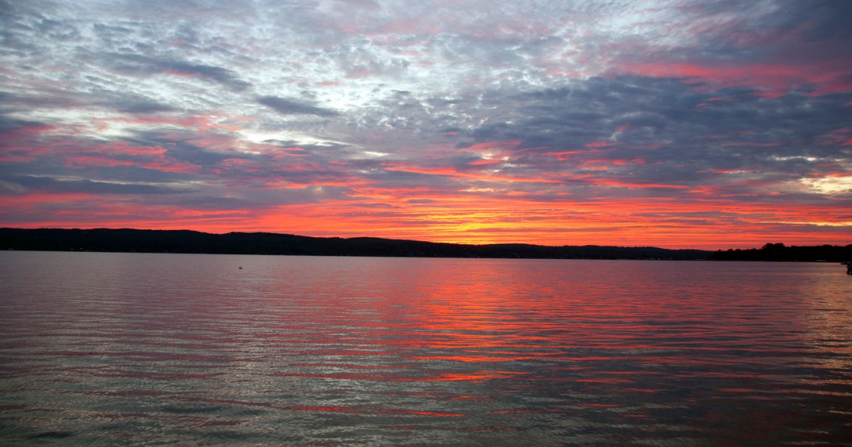 A sunrise photo on Portage Lake in Onekama, Michigan