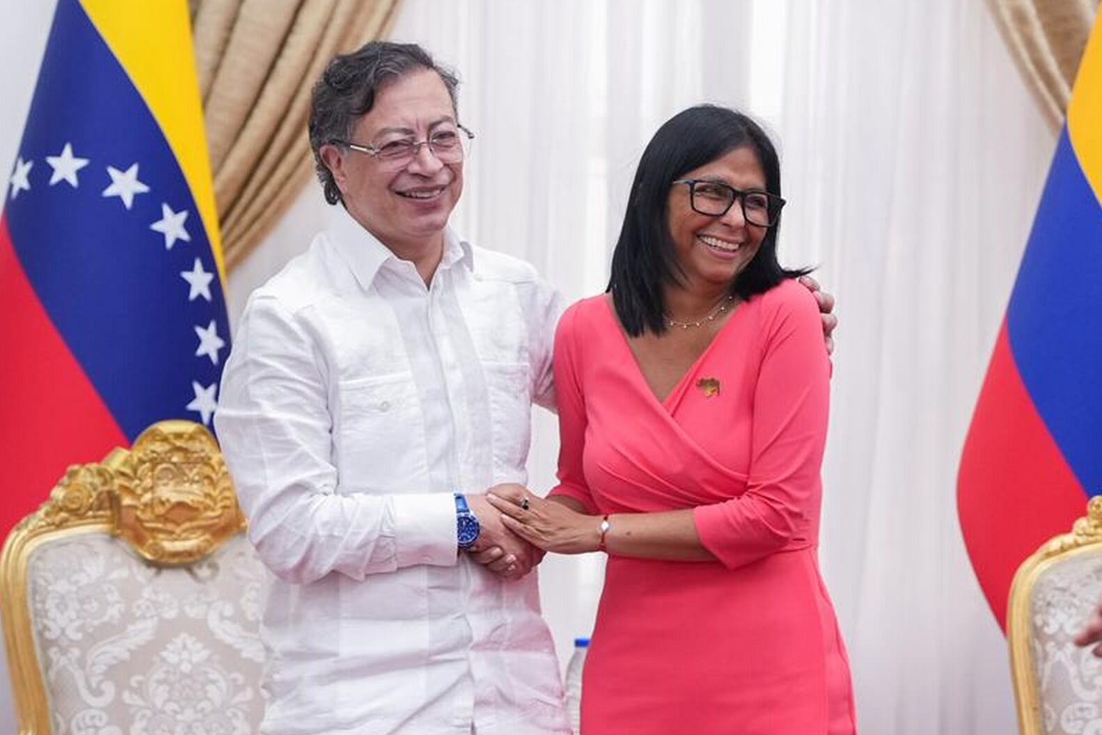 Encuentro en Caracas entre los presidentes de Colombia Gustavo Petro y de Venezuela Delcy Rodríguez