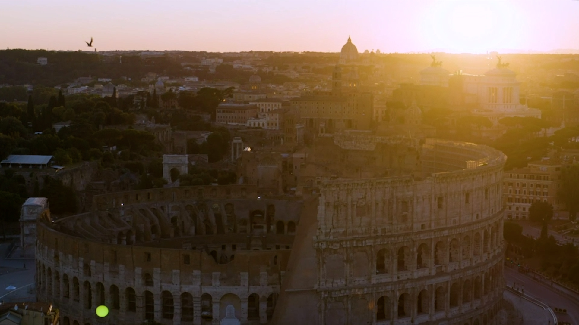 Pemandangan kota Roma, Italia dari drone
