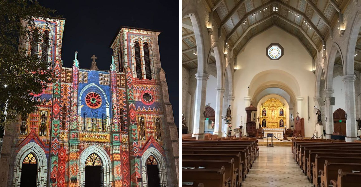 One of the oldest cathedrals in the US turns into a light show after ...