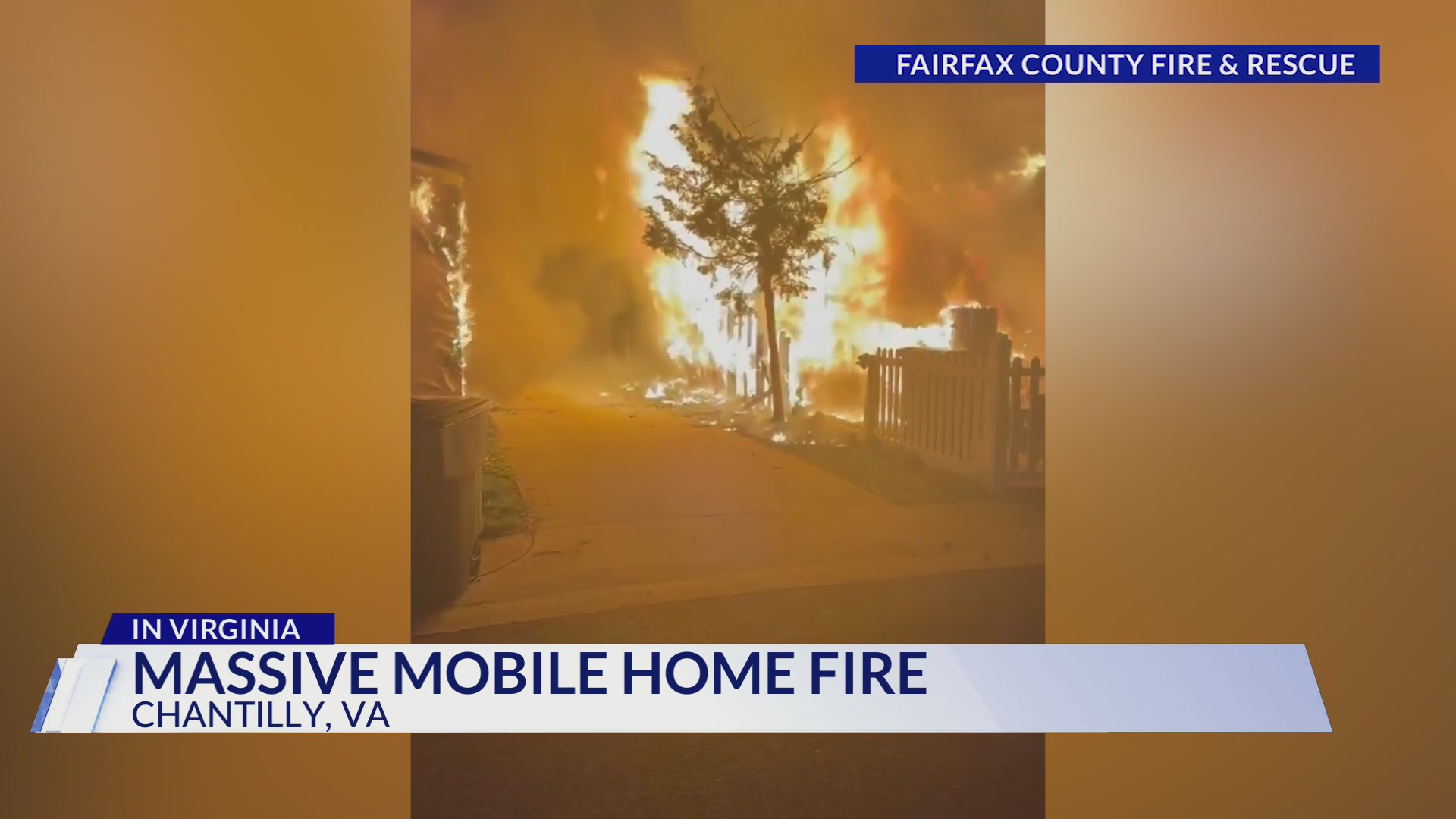 Mobile home destroyed in overnight fire in Chantilly