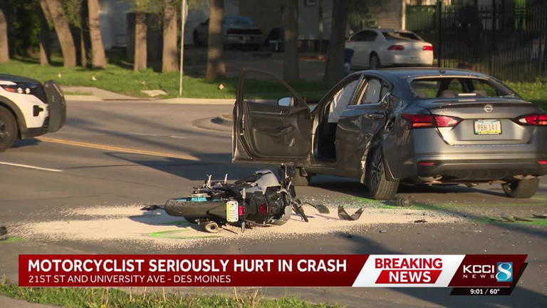 Motorcyclist injured in Friday crash in Des Moines
