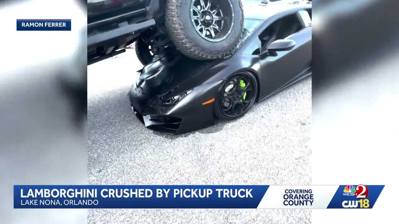 Pickup truck runs over Lamborghini with driver inside in Florida ...