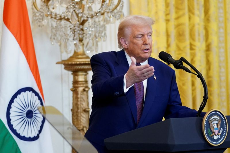 U.S. President Trump holds a joint press conference with Indian Prime Minister Modi at the White House in Washington D.C.