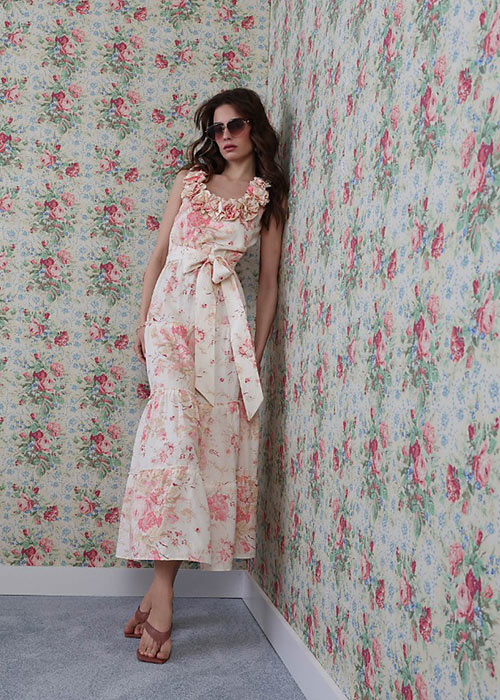open lace back dress Fleur Dress in Jungle – SALONI main image 0