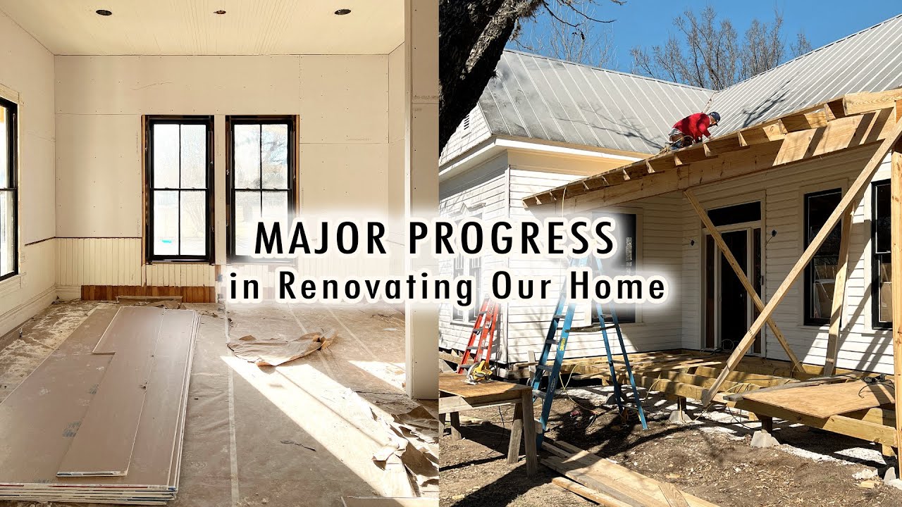 Major home renovation progress: Sheetrock, fireplace, and front porch ...
