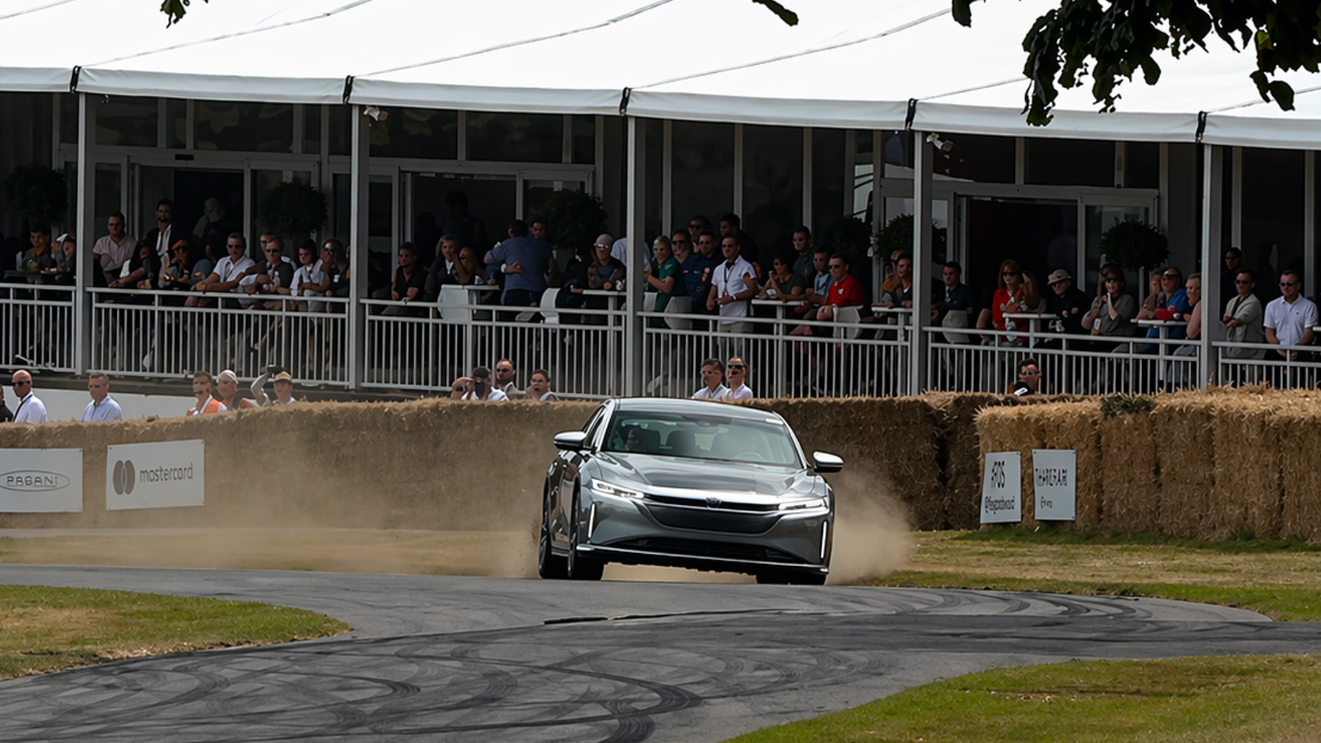 1150HP Lucid Air nearly slides off on track corner