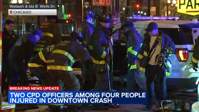 2 Chicago police officers among 4 injured in Loop crash; driver in ...