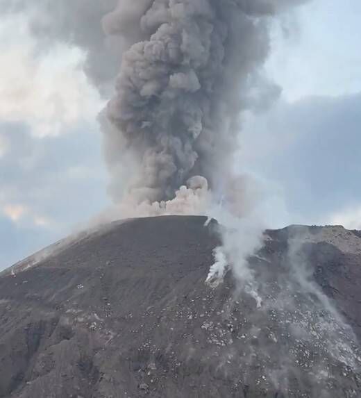 Terrified hikers flee down 'death trail' as massive volcano erupts
