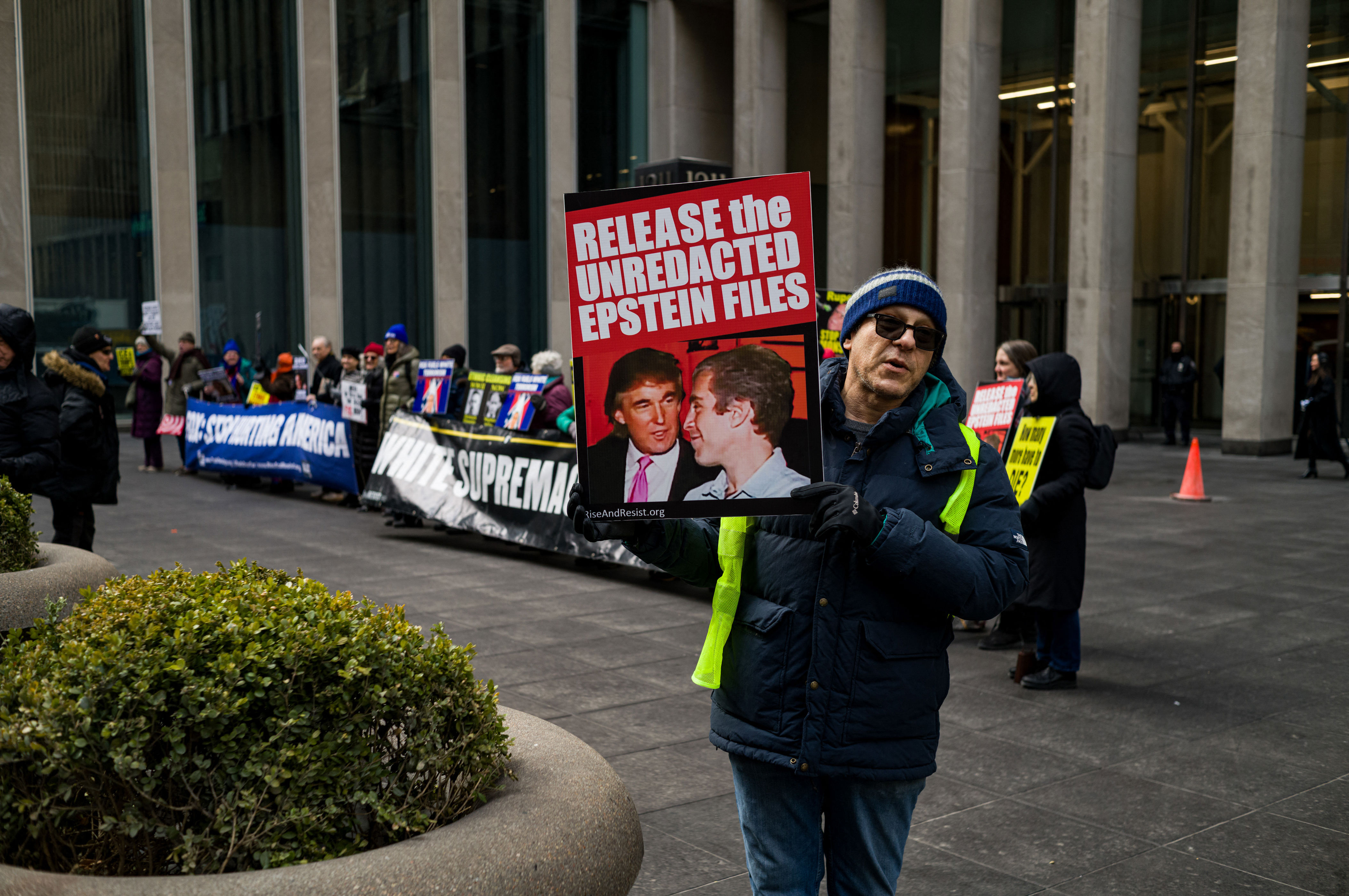 UNITED STATES-NEW YORK-PROTEST-FOX-NEWS-JEFFREY-EPSTEIN