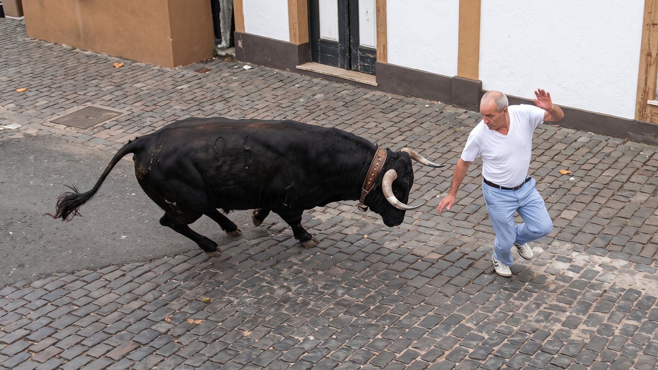 Watch what happens when a bull gets angry