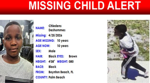 Florida missing child alert issued for 10-year-old Boynton Beach boy