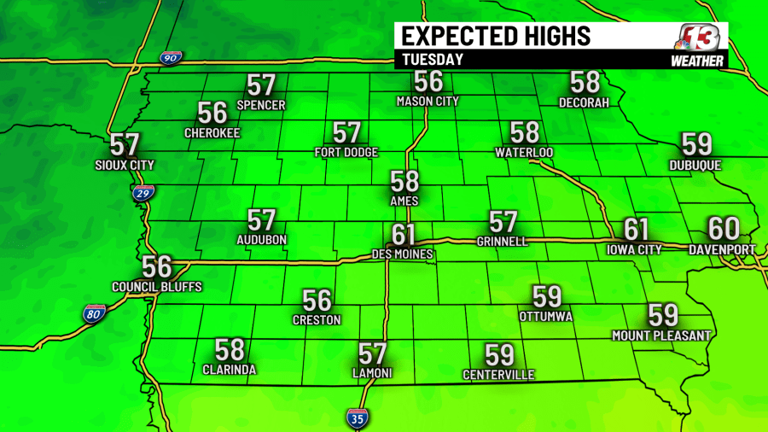 Sunday and Monday storms followed by cool, dry week in Iowa