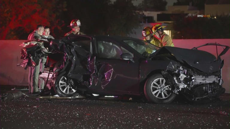 Video: Person standing on LA freeway killed in wild overnight crash
