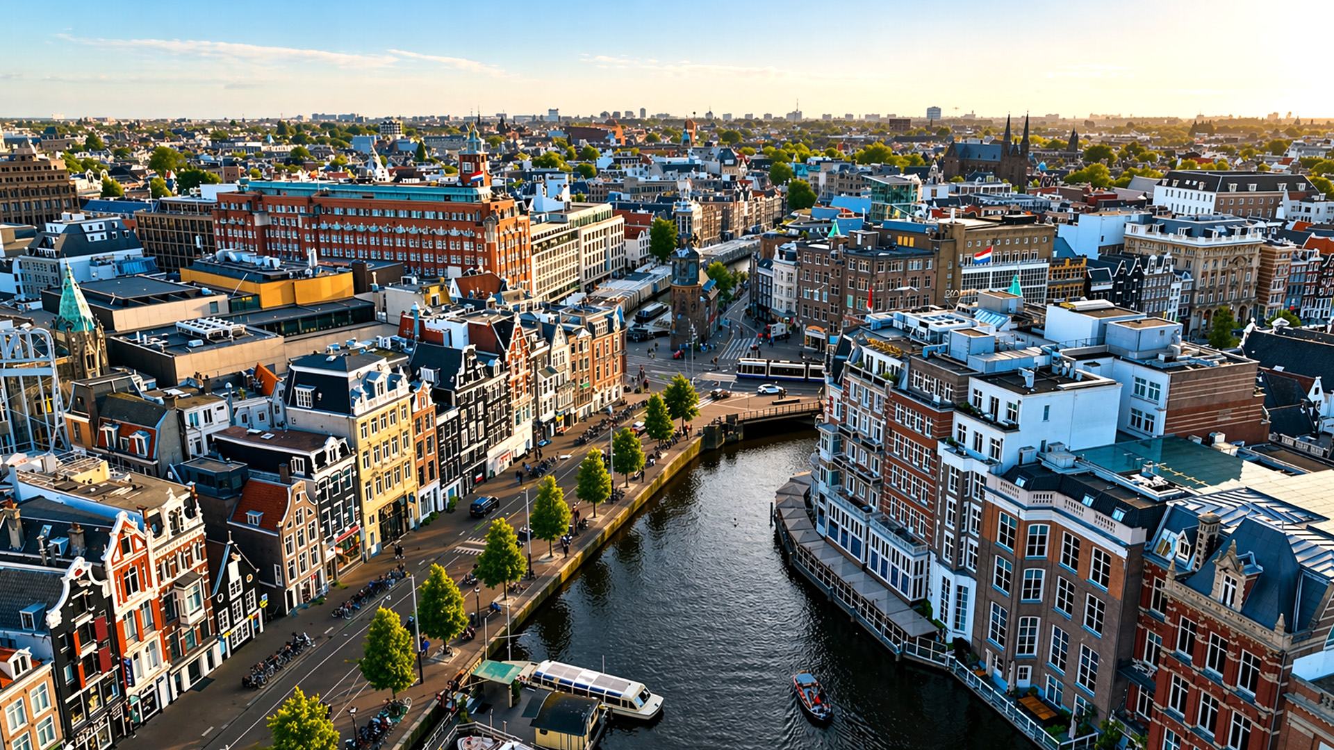 A historic European city built around waterways
