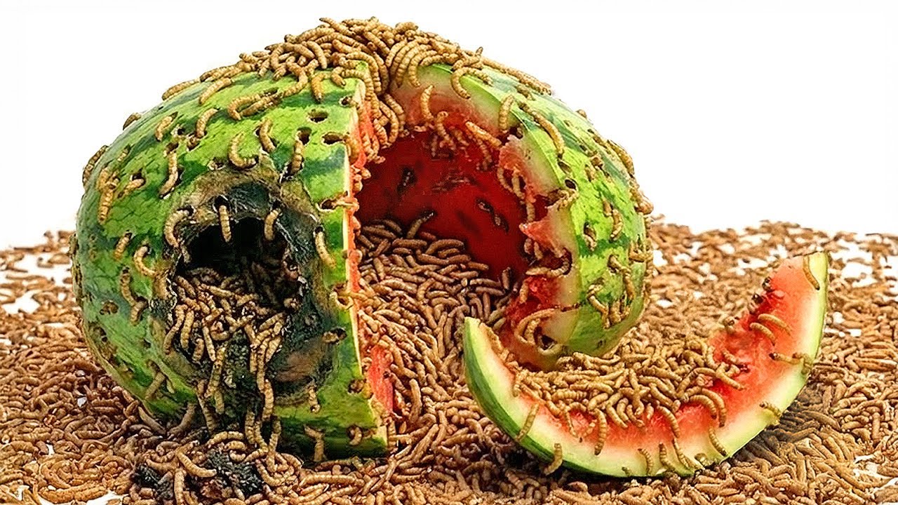I watched 10,000 mealworms devour watermelon 🍉