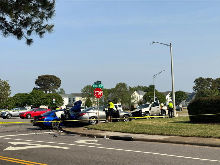 Two hospitalized following three-vehicle crash in Virginia Beach