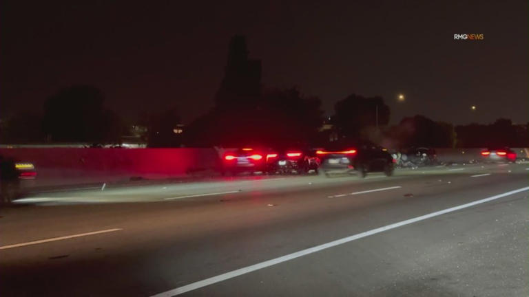 Video: Person standing on LA freeway killed in wild overnight crash