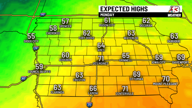 Sunday and Monday storms followed by cool, dry week in Iowa