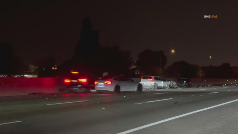Video: Person standing on LA freeway killed in wild overnight crash