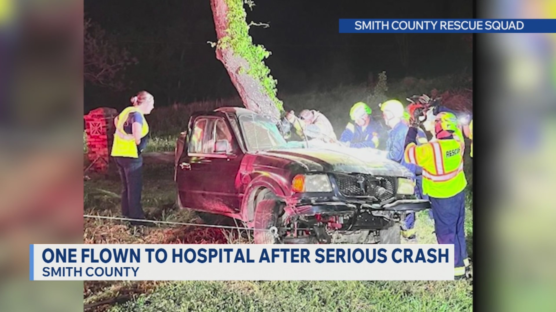 One flown to hospital after Smith County crash