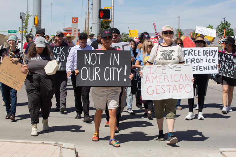 El Paso protest rallies against ICE immigrant detention centers