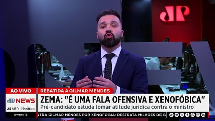 Zema rebate Gilmar: "É uma fala ofensiva e xenofóbica"