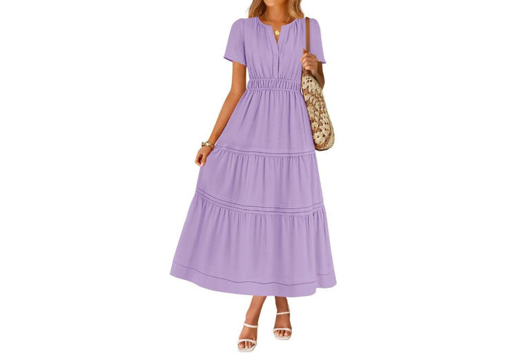 red dress mid length Amazon.com: Women Autumn Casual Midi Dress Chiffon Red Long Sleeve Blue  Maxi Dresses : Clothing, Shoes & Jewelry