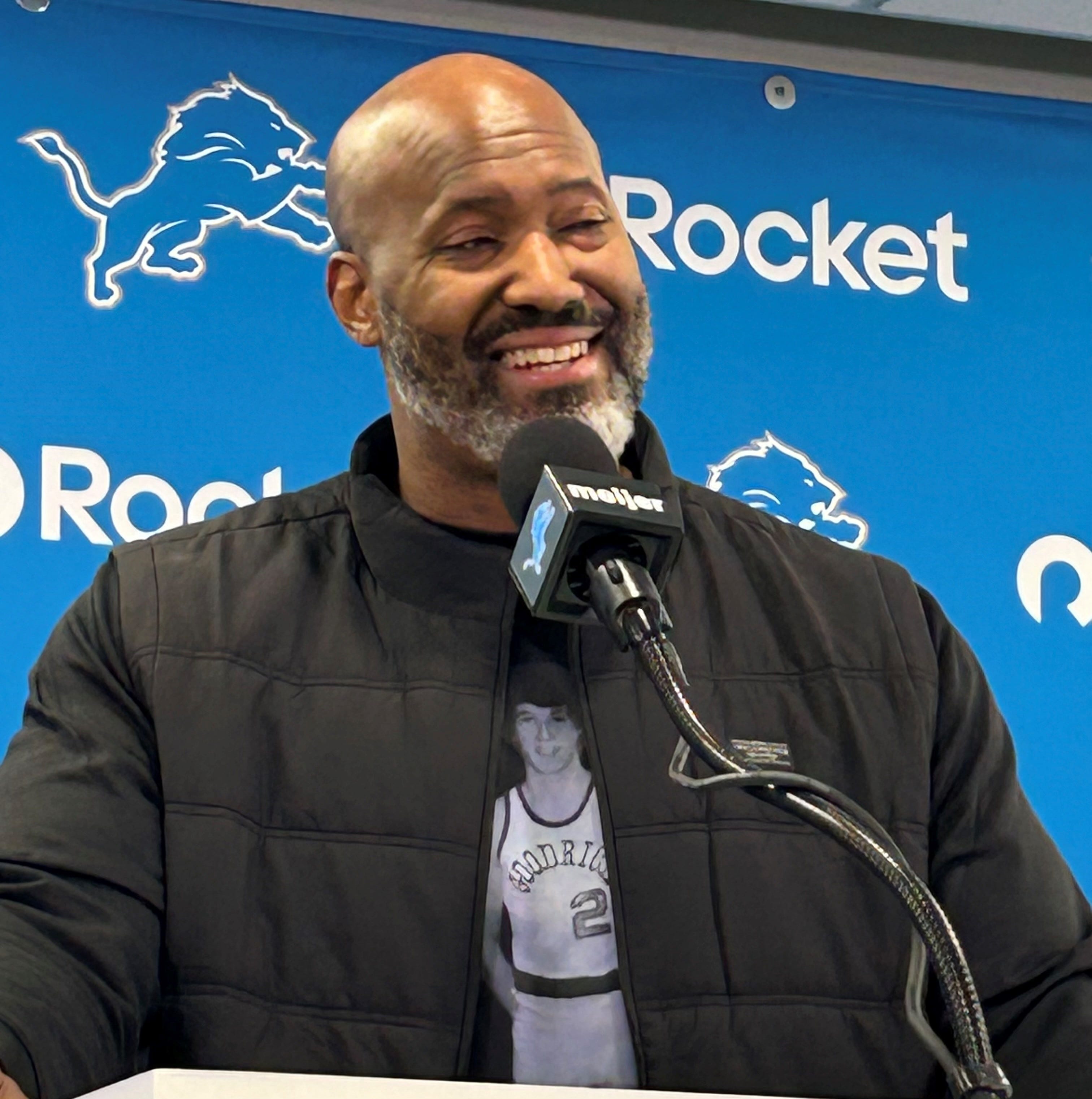 Lions honor outgoing president Rod Wood with draft room T-shirt