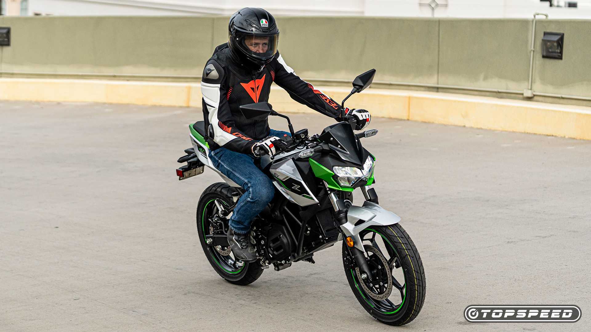 A rider riding a 2024 Kawasaki Z e-1