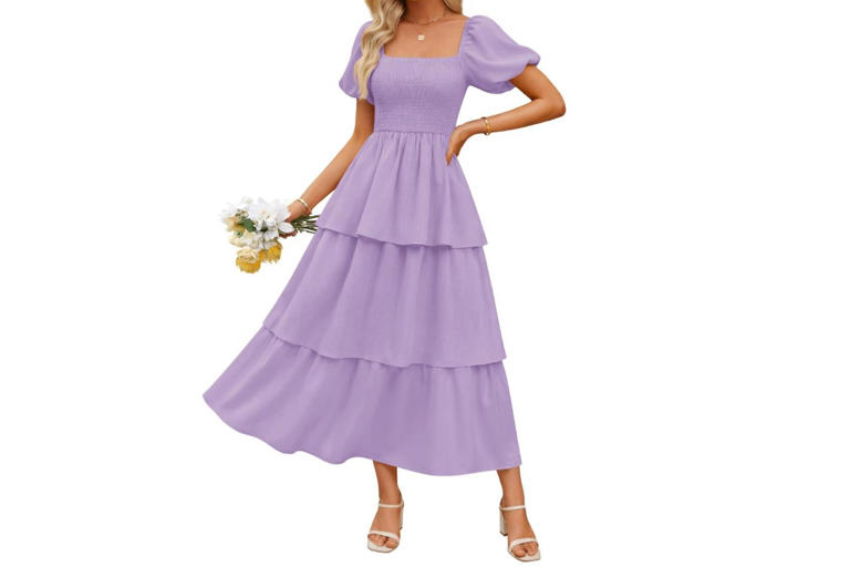 fitted lace wedding dress Leshner Long Sleeve Mini Dress Purple