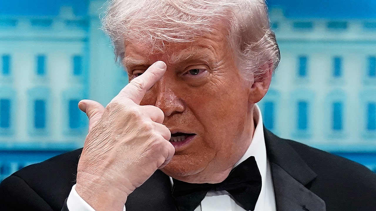 President Donald Trump gestures as he speaks in the James Brady Press Briefing Room at the White House after an unspecified threat at the annual White House Correspondents' Association Dinner in Washington, Saturday, April 25, 2026.