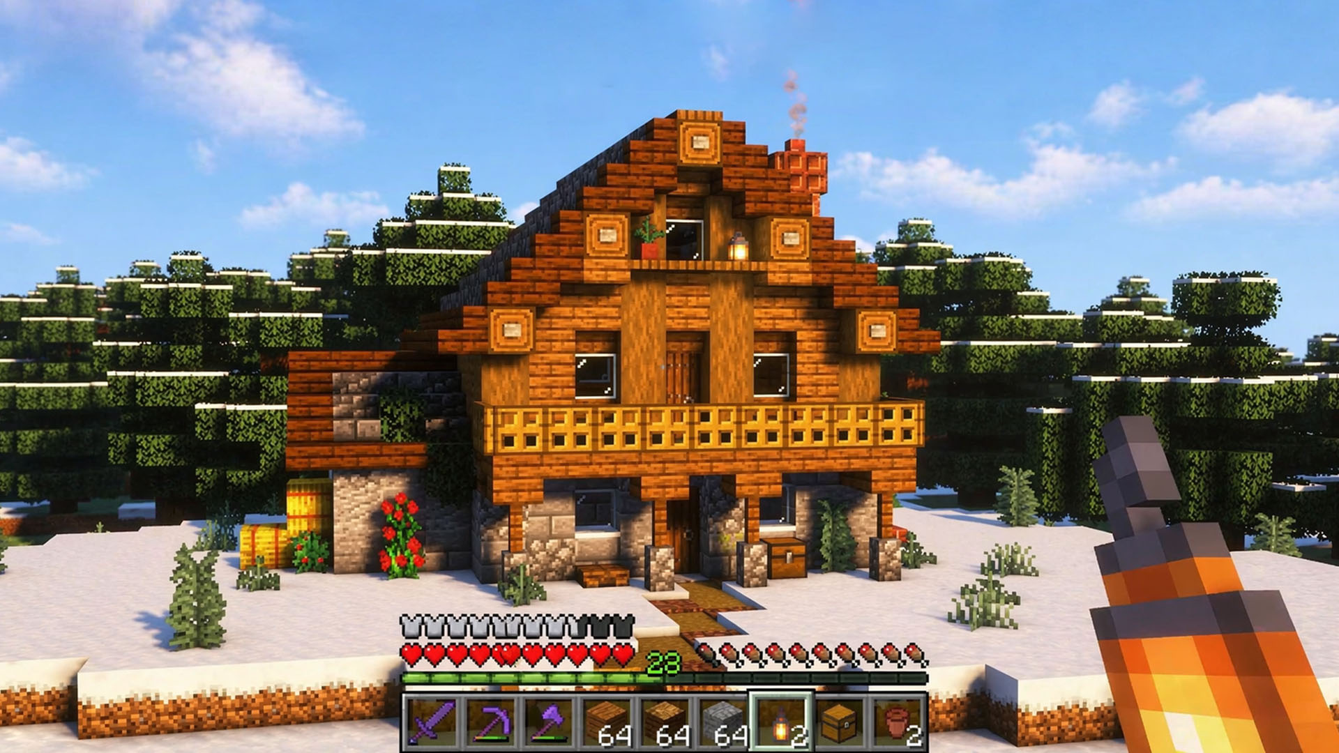 A cozy starter house that feels warm even in cold Minecraft snow biomes
