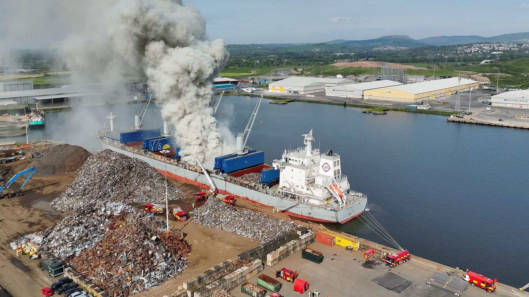 Fire breaks out on ship carrying 1,000 tonnes of scrap metal