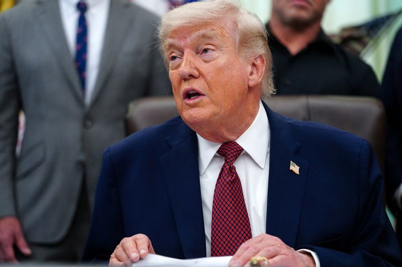 U.S. President Donald Trump in the Oval Office of the White House in Washington