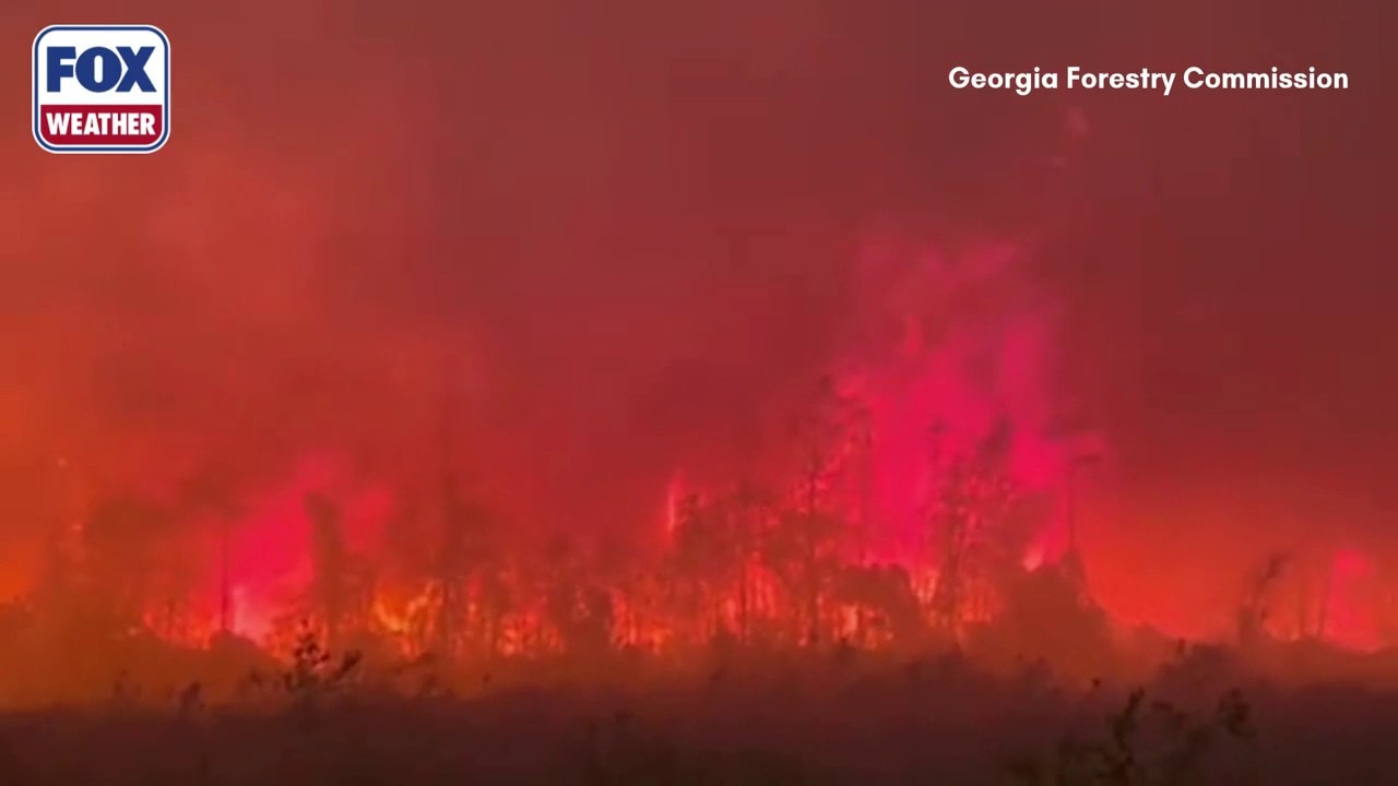 Watch: Flames from Pineland Road fire in Georgia explode in size
