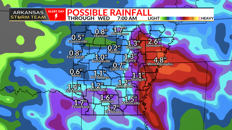 Arkansas Storm Team forecast: Alert days to start the week