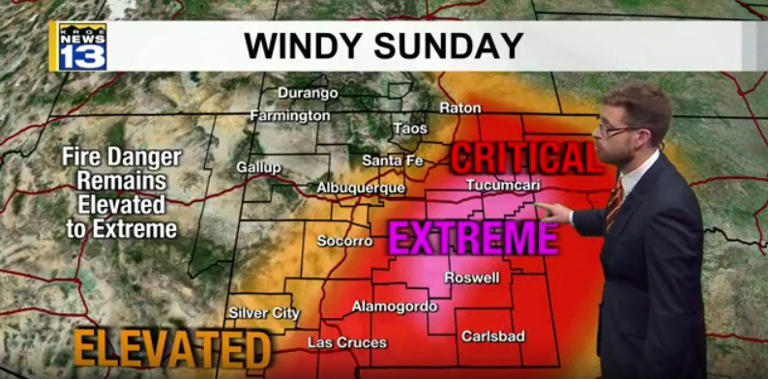 Extreme fire danger in New Mexico with strong winds