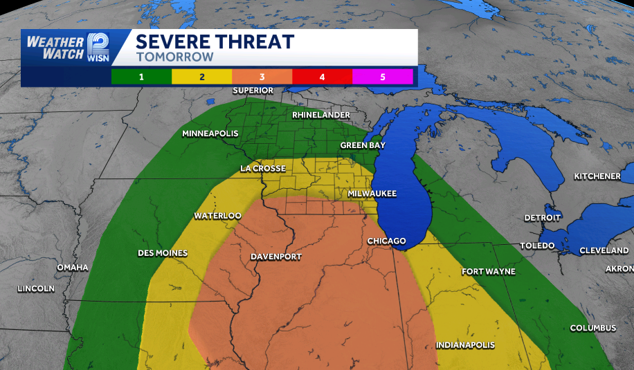 Severe storms possible in SE Wisconsin Monday