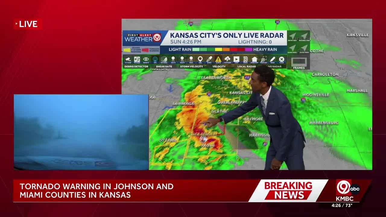 Tornado warning in the KMBC viewing area