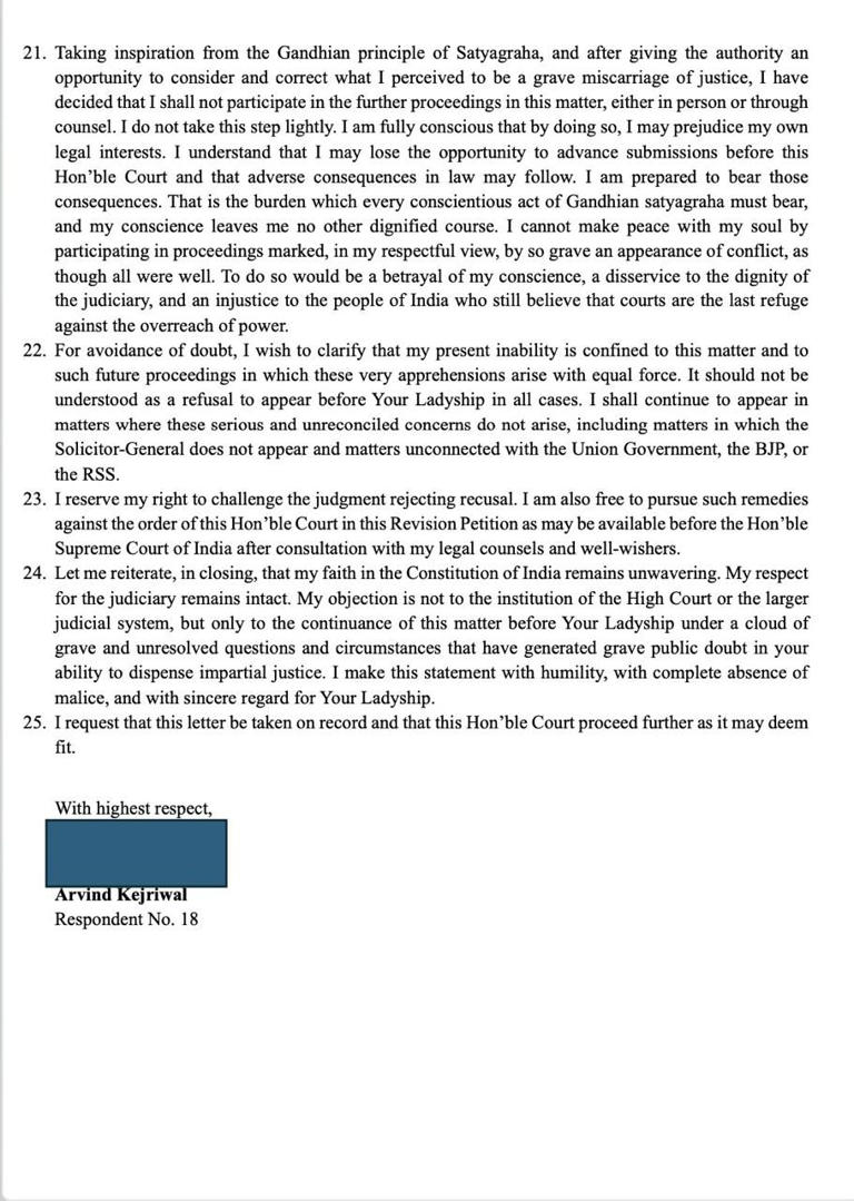 Hope of justice shattered: Full text of Kejriwal's letter refusing ...