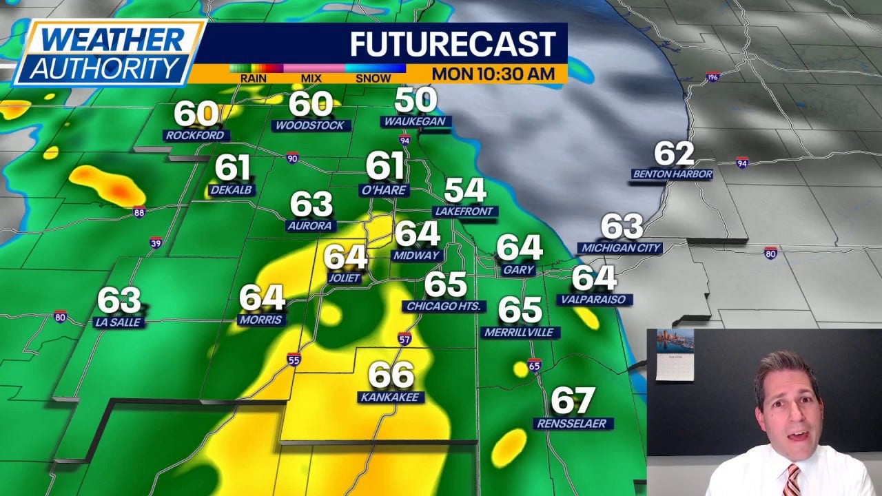 Chicago weather: Rain moves in Monday with potential for damaging storms