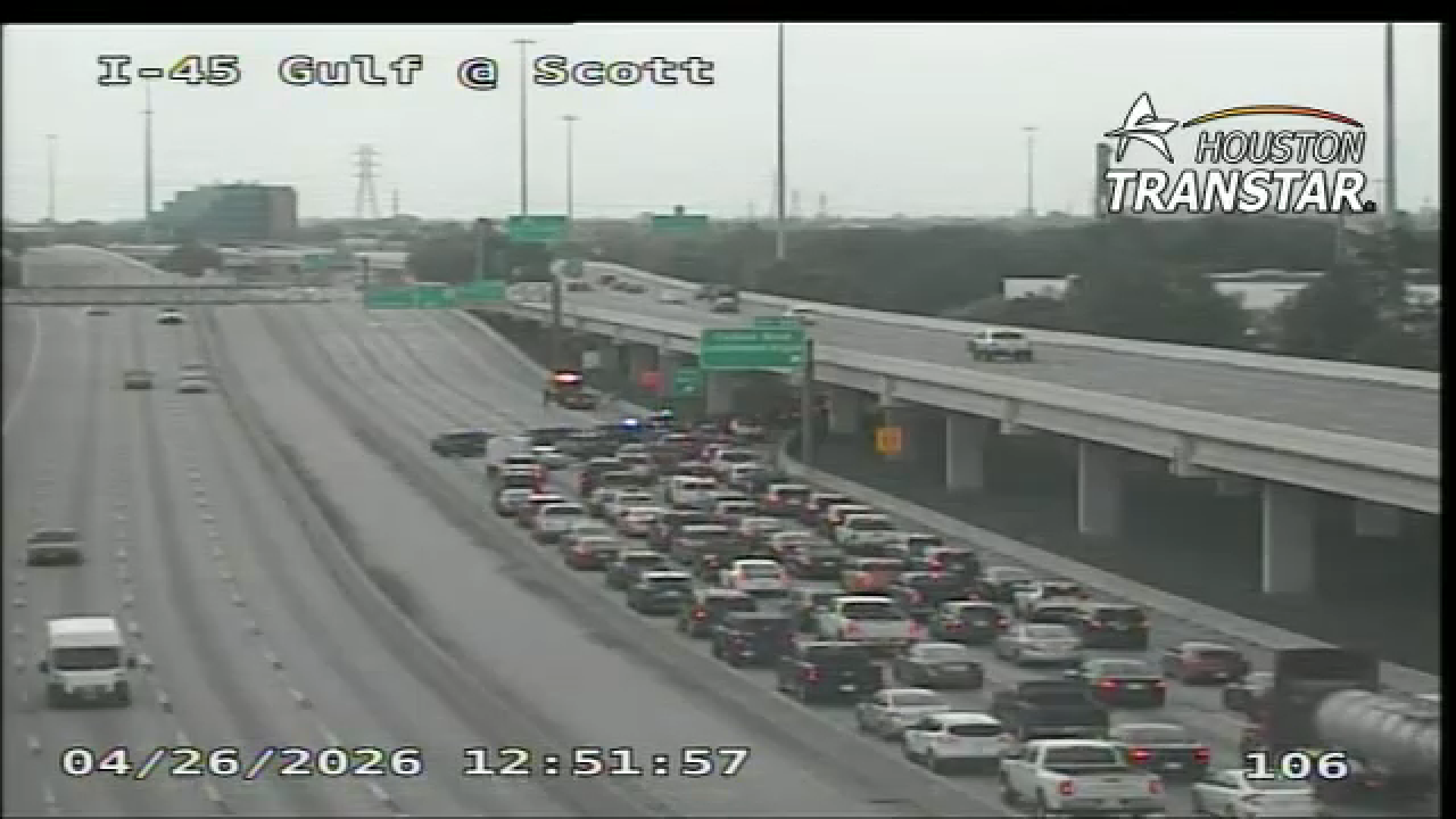 Pedestrian hospitalized in multi-car crash on Gulf Freeway at Scott ...