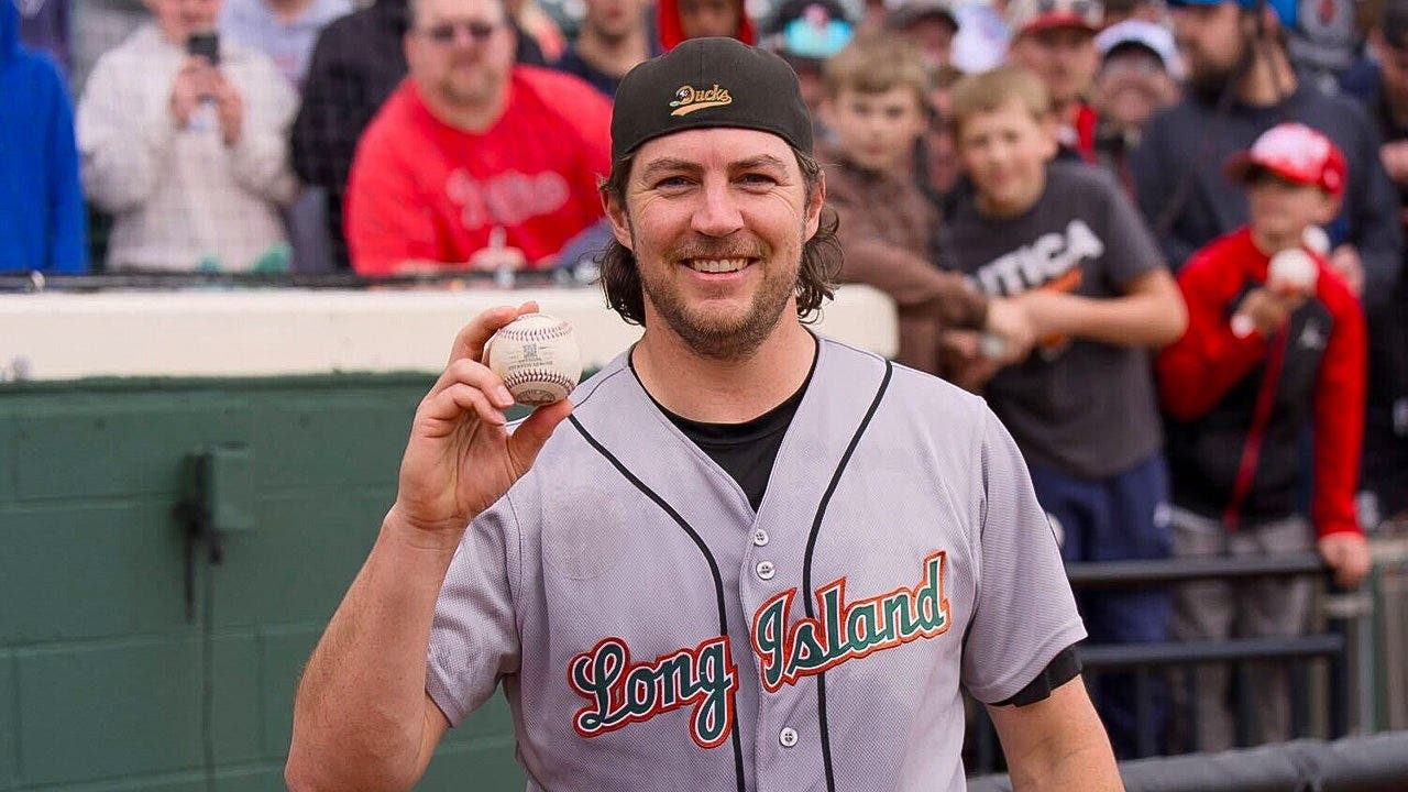 Trevor Bauer smiles after pitching no-hitter for Long Island Ducks on Sunday, April 26, 2026.