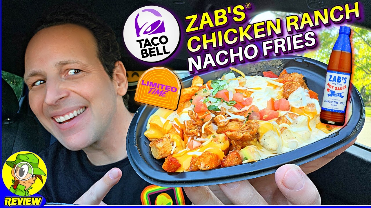 Taco Bell Zabs chicken ranch nacho fries review with Zabs hot sauce