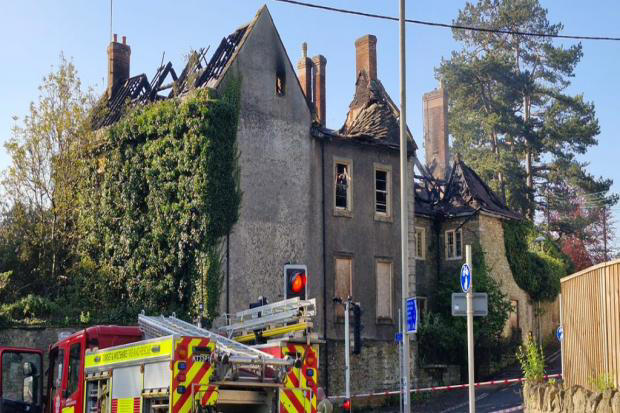 Road closed following huge fire